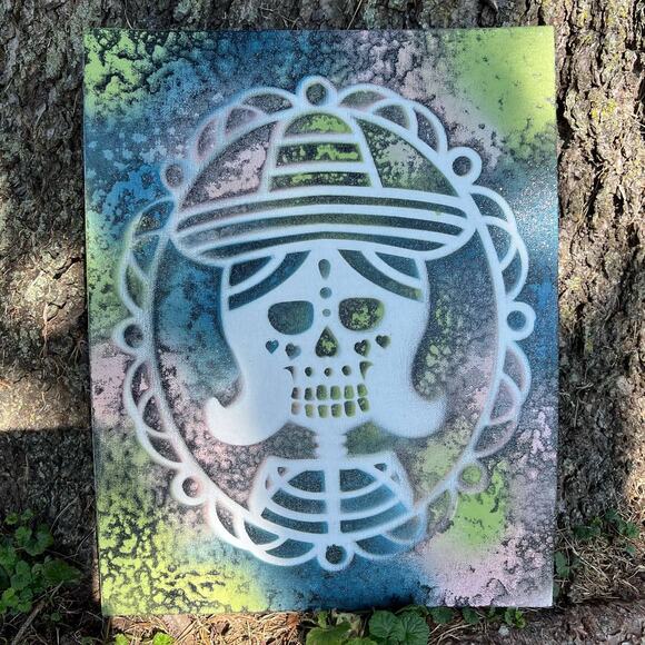 Day of the Dead Sugar Skull 11x14” Art Canvas - Picture 1 of 1